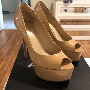 Brian Atwood Bambola Nude Peep Toe Platform Pump